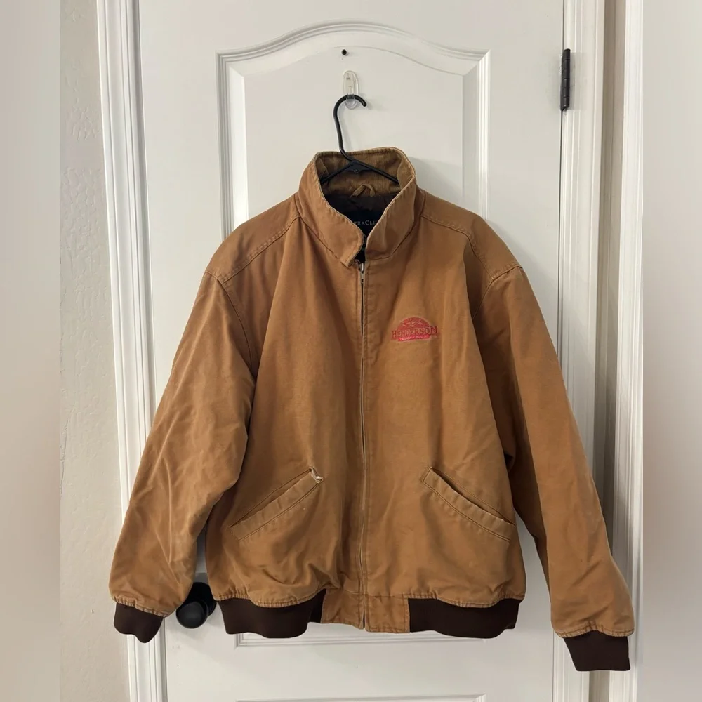 Men's Tan Bomber Jacket with Embroidered Logo